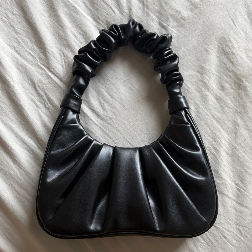 JW PEI Black Ruched Shoulder Bag - Picture 4 of 6